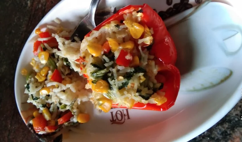 Rice Stuffed Capsicum Bake - Cooking Revived